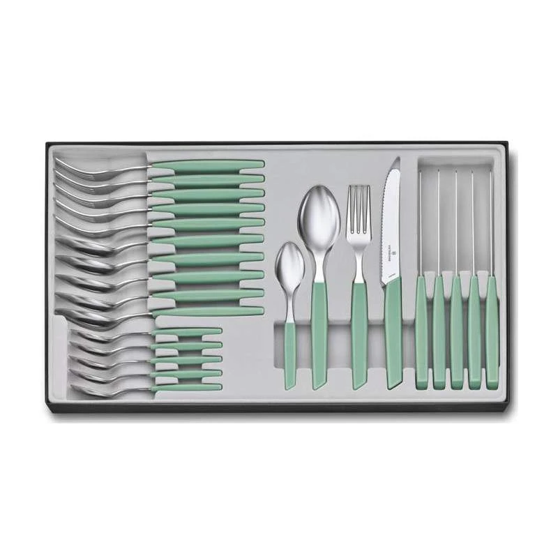 Ménagère 24 pièces Victorinox Swiss Modern table vert pastel Ménagère 24 Pièces Victorinox Swiss Modern Table Vert Pastel -Couteaux Multifonctionnels Magasin menagere 24 pieces victorinox swiss modern table vert pastel